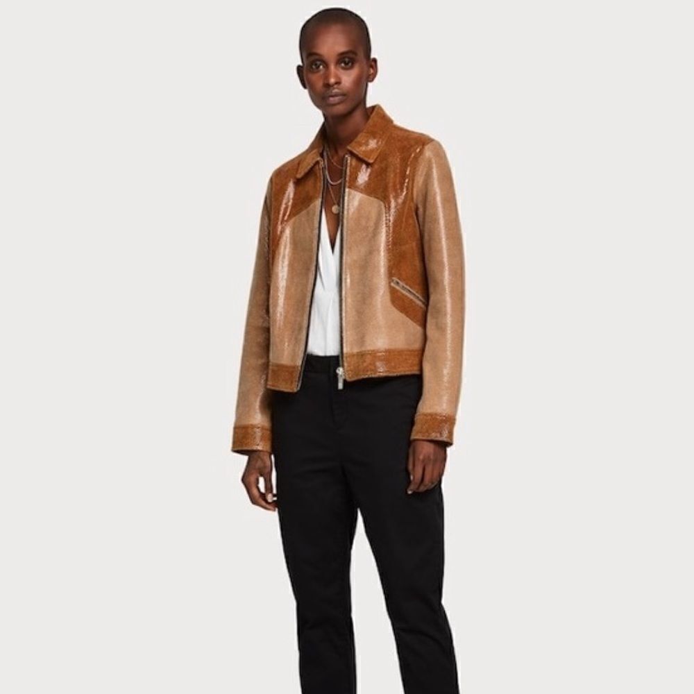 Scotch and Soda Snake Print Leather Jacket XS